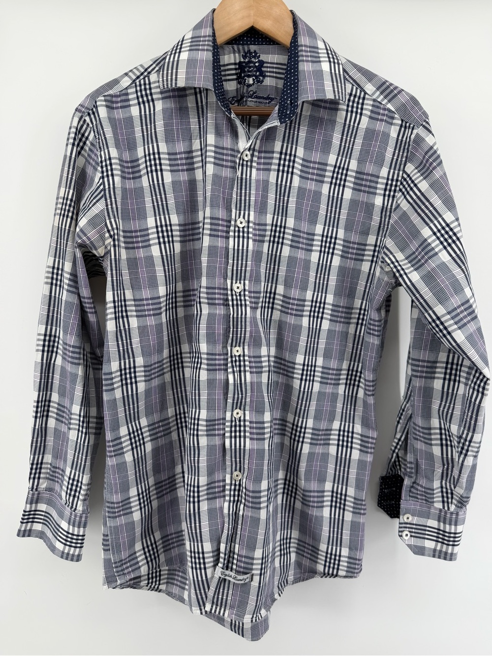 English Laundry Men's Plaid Button-Down Shirt - Gray, Purple, White